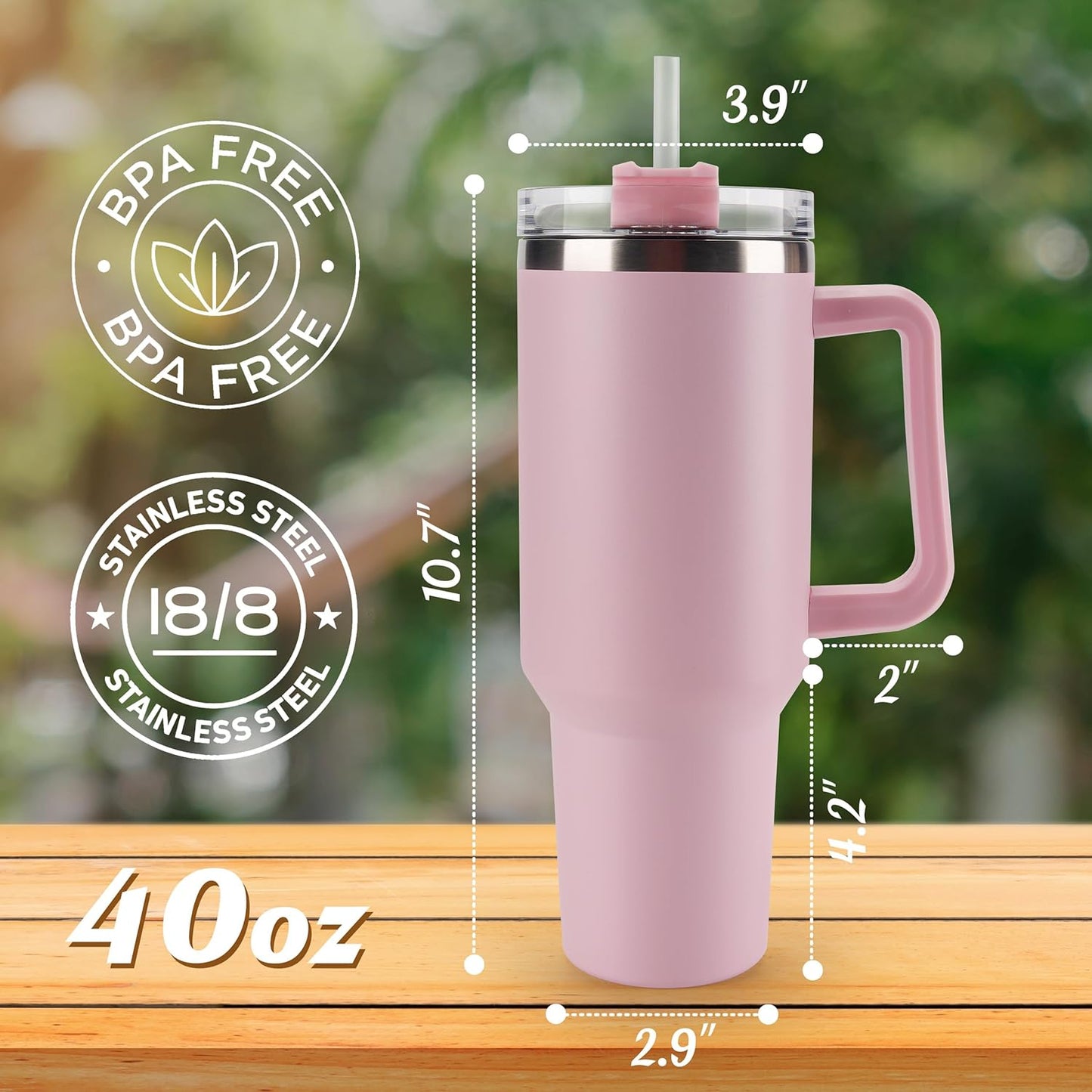 Plain Color Tumbler with Straw - 40 oz