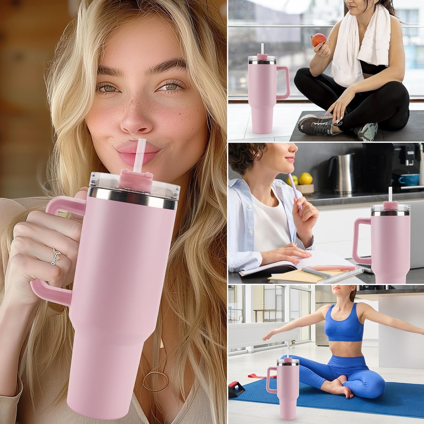 Plain Color Tumbler with Straw - 40 oz